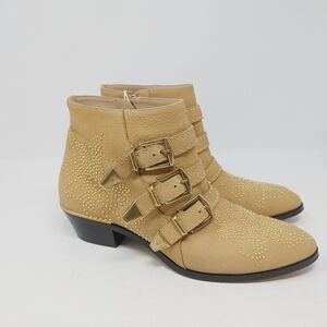 Chloe Susannah Beige Suede Bootie Size 39 1/2